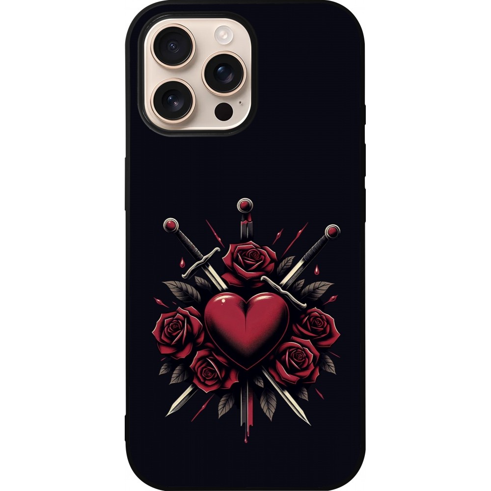 iPhone 16 Pro Max Case Hülle - Silikon schwarz Valentine 2024 gothic love
