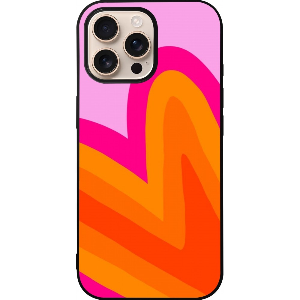 iPhone 16 Pro Max Case Hülle - Silikon schwarz Valentine 2024 heart gradient