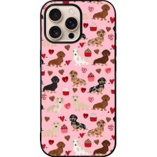 Coque iPhone 16 Pro Max - Silicone rigide noir Valentine 2024 puppy love