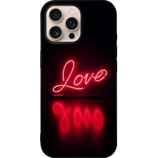 iPhone 16 Pro Max Case Hülle - Silikon schwarz Valentine 2025 Neon Liebe