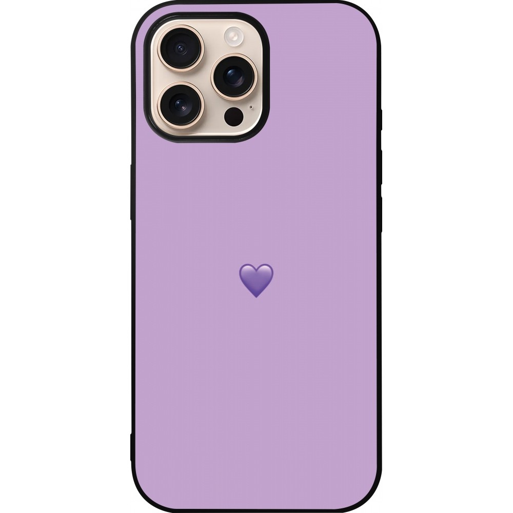 iPhone 16 Pro Max Case Hülle - Silikon schwarz Valentine 2023 purpule single heart