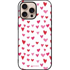 iPhone 16 Pro Max Case Hülle - Silikon schwarz Valentine 2022 Many pink hearts