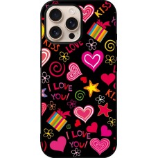 iPhone 16 Pro Max Case Hülle - Silikon schwarz Valentine 2023 love symbols