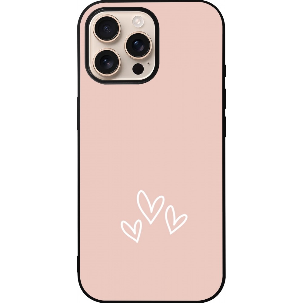 iPhone 16 Pro Max Case Hülle - Silikon schwarz Valentine 2023 three minimalist hearts