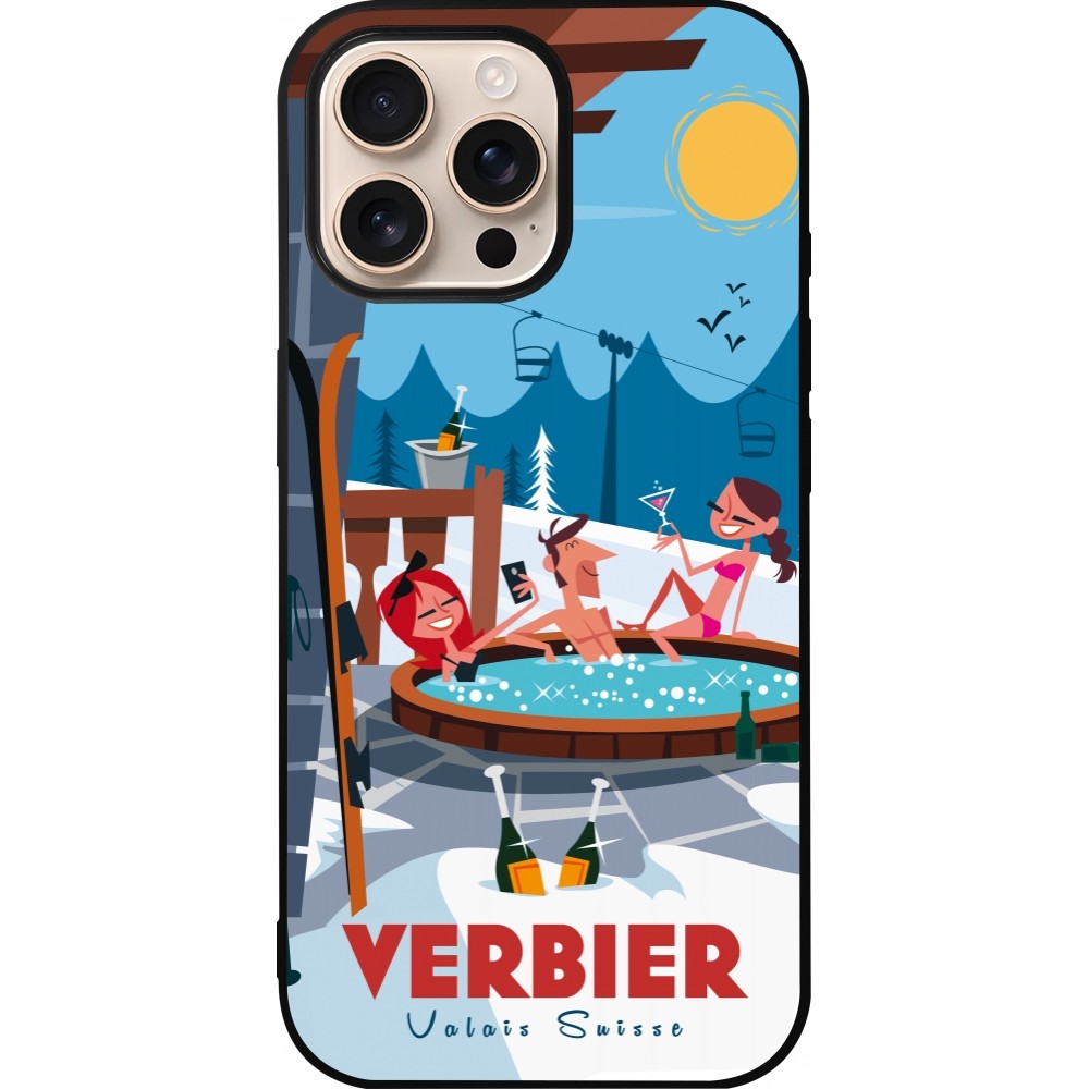 iPhone 16 Pro Max Case Hülle - Silikon schwarz Verbier Mountain Jacuzzi