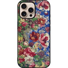 iPhone 16 Pro Max Case Hülle - Silikon schwarz Vintage Art Flowers