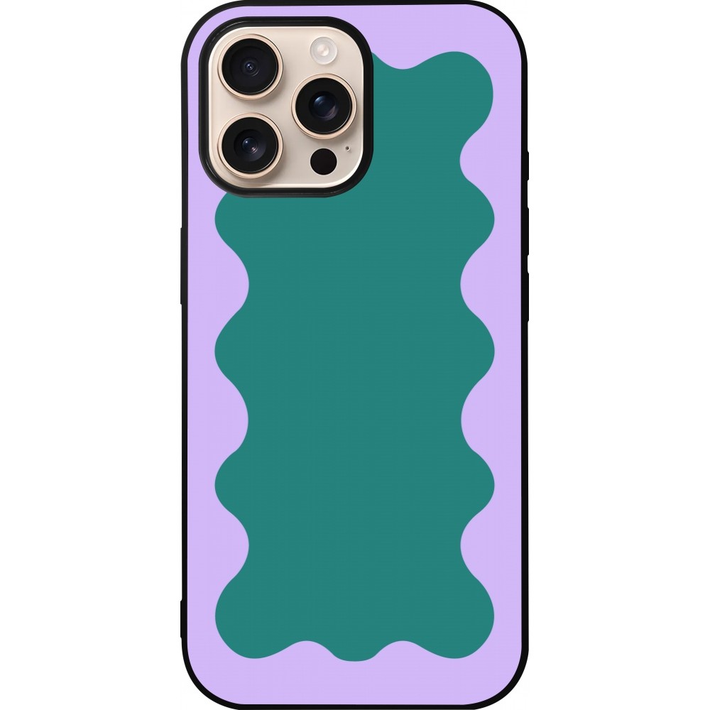 iPhone 16 Pro Max Case Hülle - Silikon schwarz Wavy Rectangle Green Purple