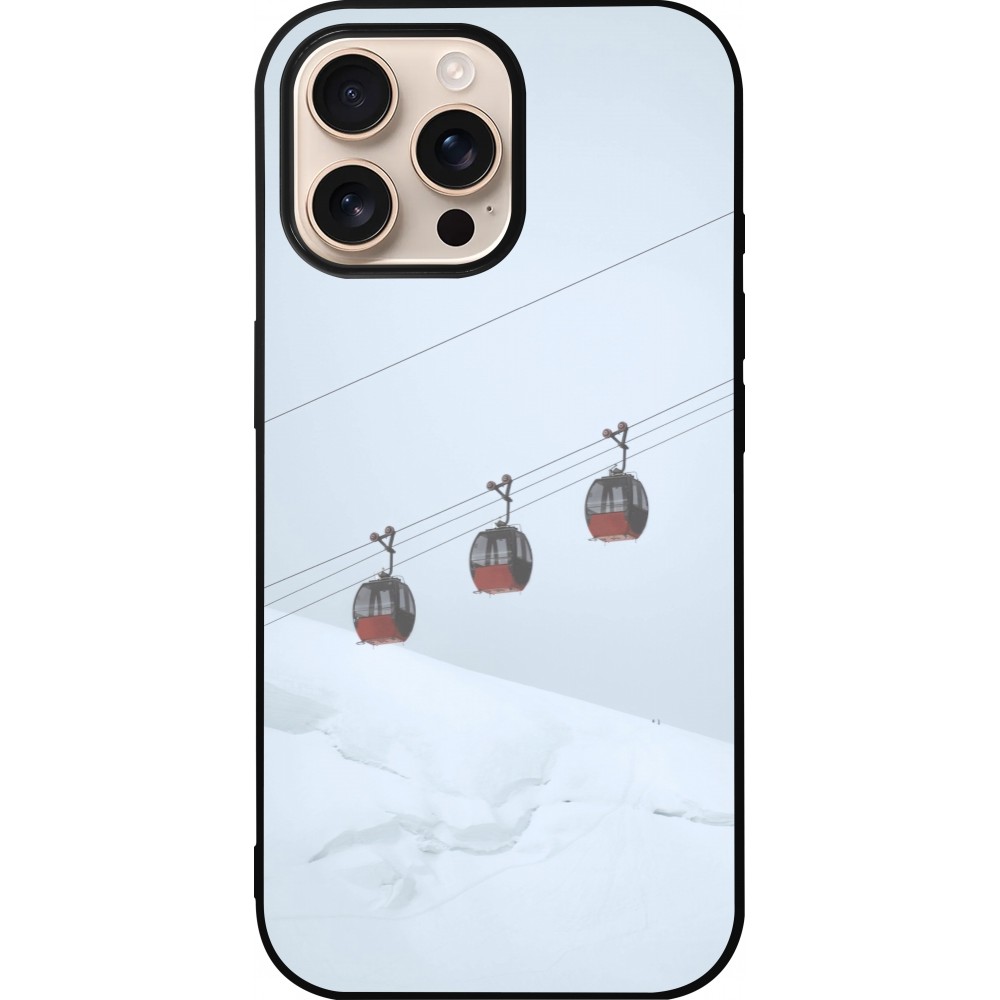 iPhone 16 Pro Max Case Hülle - Silikon schwarz Winter 22 ski lift