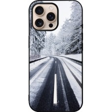 iPhone 16 Pro Max Case Hülle - Silikon schwarz Winter 22 Snowy Road