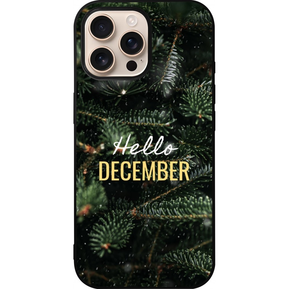 iPhone 16 Pro Max Case Hülle - Silikon schwarz Winter 25 Winter hello december
