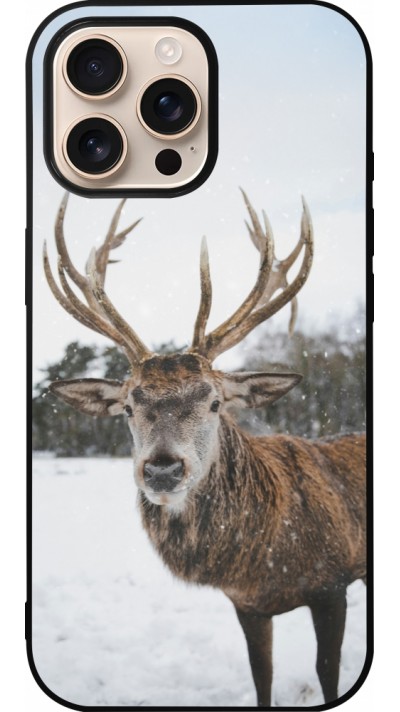 iPhone 16 Pro Max Case Hülle - Silikon schwarz Winter 25 Winter reindeer
