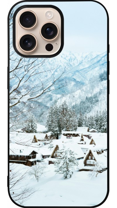 iPhone 16 Pro Max Case Hülle - Silikon schwarz Winter 25 Winter snowy landscape