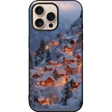 iPhone 16 Pro Max Case Hülle - Silikon schwarz Winter 25 Winter snowy village