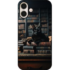 iPhone 16 Plus Case Hülle - Katze Bücher dunkel