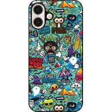 iPhone 16 Plus Case Hülle - Mixed Cartoons Turquoise