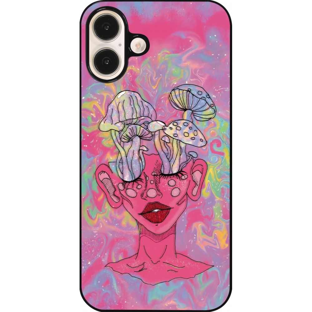 iPhone 16 Plus Case Hülle - Psychedelic pink mushroom