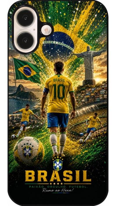Coque iPhone 16 Plus - Football Brésil splash 2026