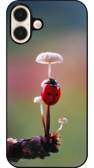 Coque iPhone 16 Plus - Ladybird on a mushroom Spring 2026