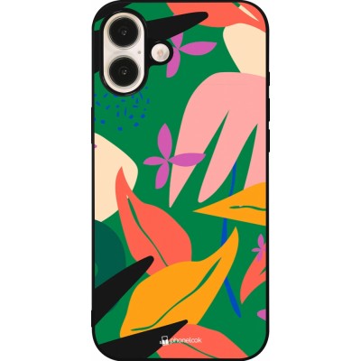 iPhone 16 Plus Case Hülle - Silikon schwarz Abstract Jungle