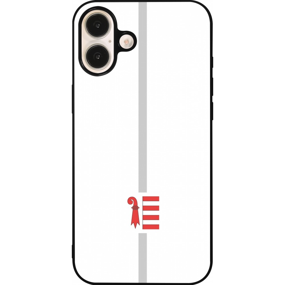 iPhone 16 Plus Case Hülle - Silikon schwarz Kanton JU weiss