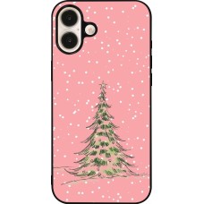 iPhone 16 Plus Case Hülle - Silikon schwarz Christmas 25 Pink Tree