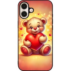 iPhone 16 Plus Case Hülle - Silikon schwarz Valentin 2024 Teddy Liebe
