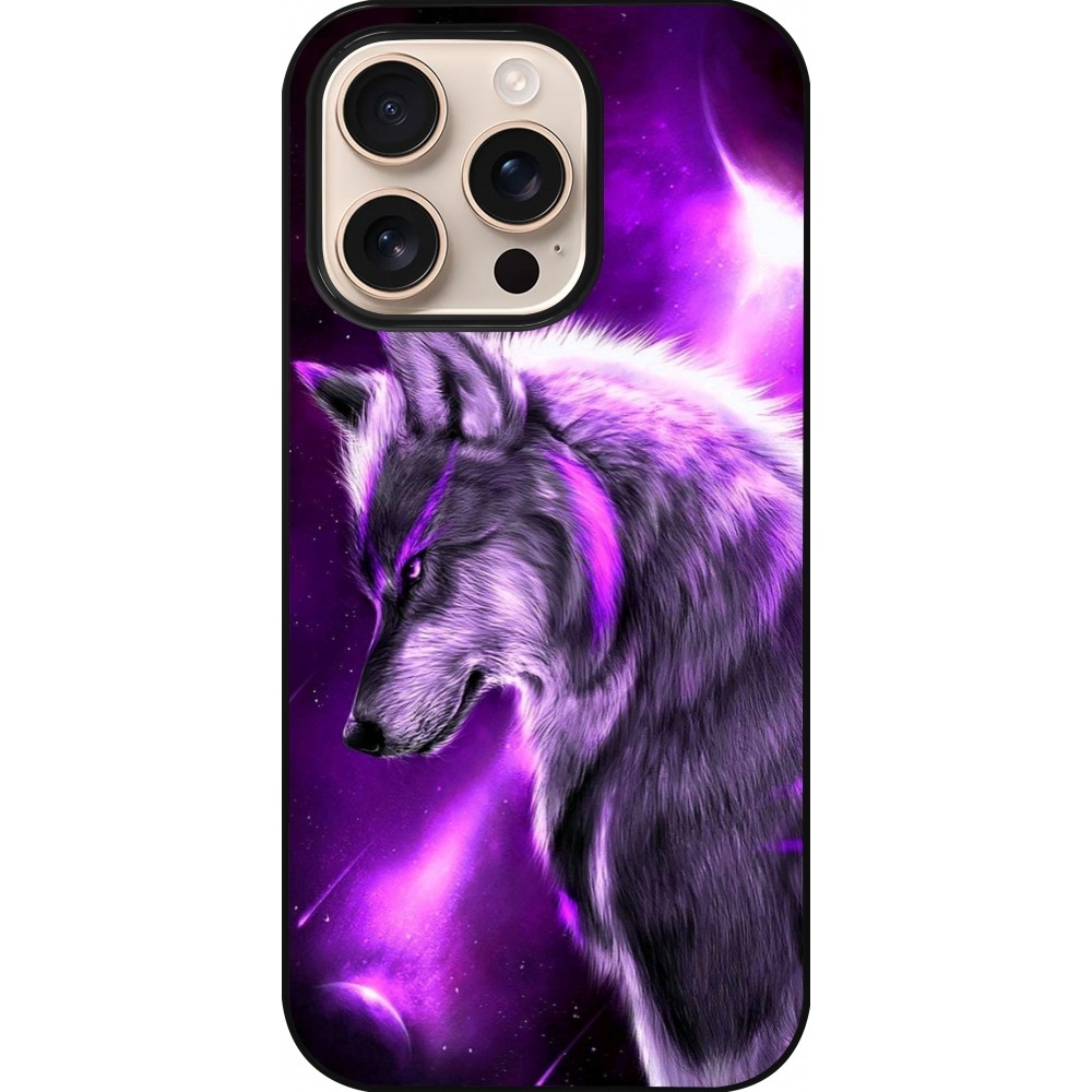 Coque iPhone 16 Pro - Purple Sky Wolf