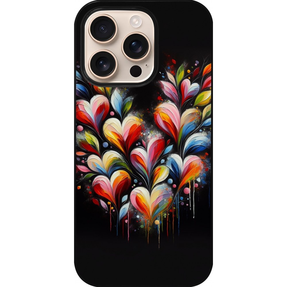 iPhone 16 Pro Case Hülle - Valentin 2024 Schwarzes Herz Abstrakt