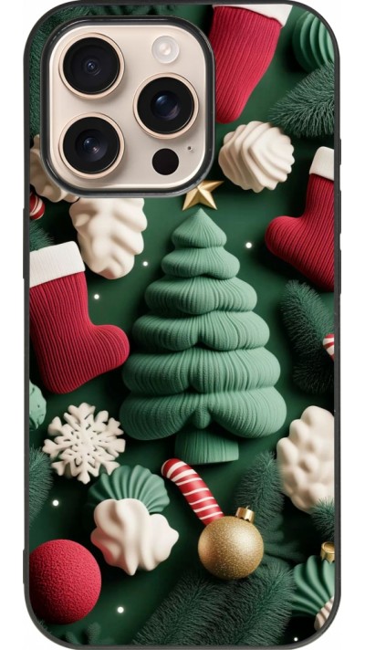Coque iPhone 16 Pro - Silicone rigide noir Christmas 25 Christmas textiles