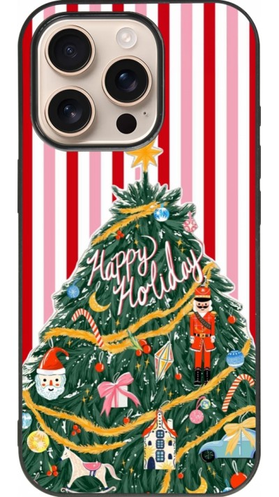 Coque iPhone 16 Pro - Silicone rigide noir Christmas 25 Happy Holiday