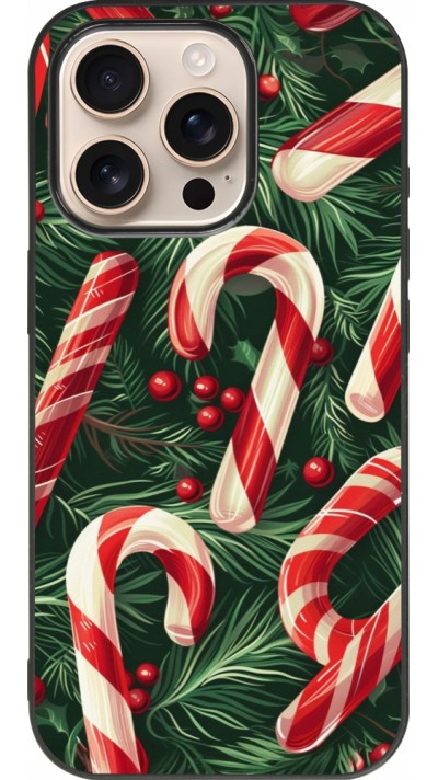 Coque iPhone 16 Pro - Silicone rigide noir Christmas 25 Xmas Stick
