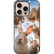 iPhone 16 Pro Case Hülle - Silikon schwarz Easter 2026 Rabbits