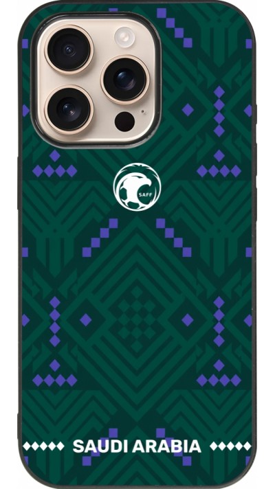 iPhone 16 Pro Case Hülle - Silikon schwarz Saudi Arabien 2026 personalisierbares Fussballtrikot