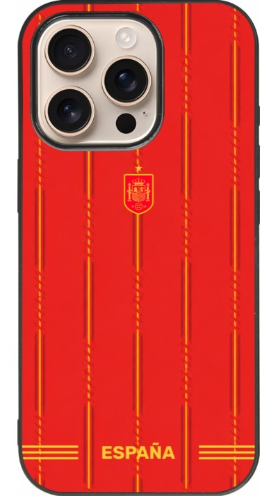 iPhone 16 Pro Case Hülle - Silikon schwarz Spanien 2026 personalisierbares Fussballtrikot
