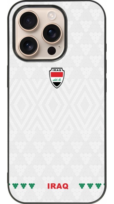iPhone 16 Pro Case Hülle - Silikon schwarz Irak 2026 personalisierbares Fussballtrikot