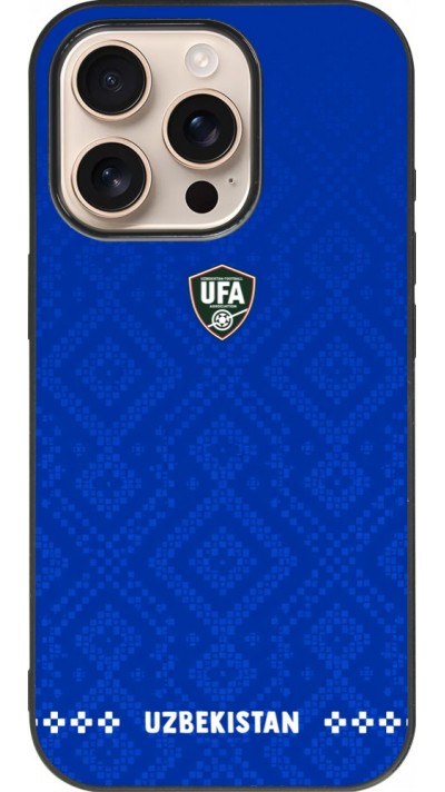 iPhone 16 Pro Case Hülle - Silikon schwarz Usbekistan 2026 personalisierbares Fussballtrikot