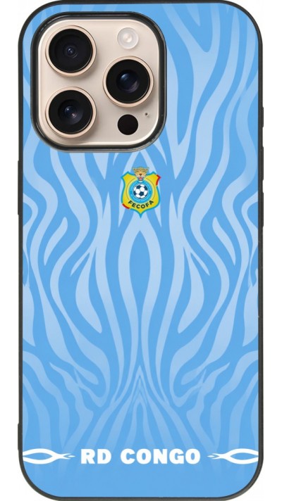 iPhone 16 Pro Case Hülle - Silikon schwarz Demokratische Republik Kongo 2026 personalisierbares Fussballtrikot