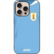 iPhone 16 Pro Case Hülle - Silikon schwarz Uruguay 2022 personalisierbares Fussballtrikot