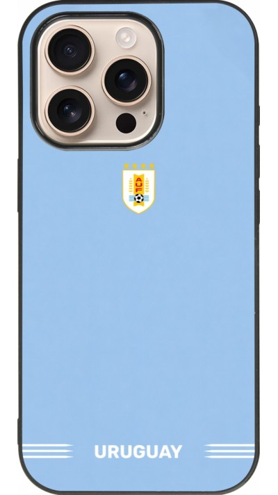 iPhone 16 Pro Case Hülle - Silikon schwarz Uruguay 2026 personalisierbares Fussballtrikot