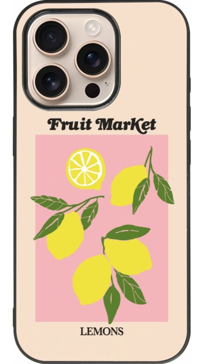 iPhone 16 Pro Case Hülle - Silikon schwarz Fruit market lemons 2026