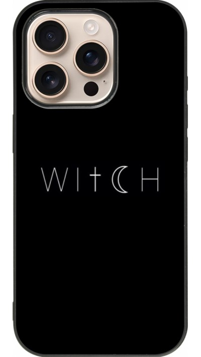 Coque iPhone 16 Pro - Silicone rigide noir Halloween 22 witch word