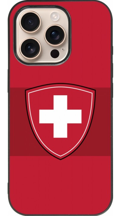 iPhone 16 Pro Case Hülle - Silikon schwarz Hockey World Championship Ecusson Suisse