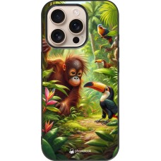 iPhone 16 Pro Case Hülle - Silikon schwarz Tropischer Dschungel Tayrona