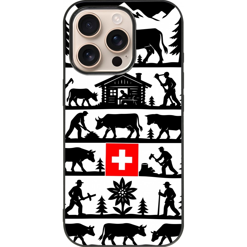 Coque iPhone 16 Pro - Silicone rigide noir Poya Suisse 1