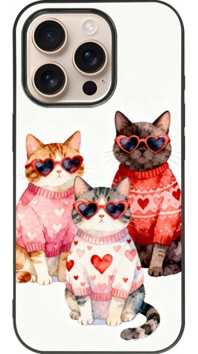 iPhone 16 Pro Case Hülle - Silikon schwarz Saint Valentines Day 26 Cat Love