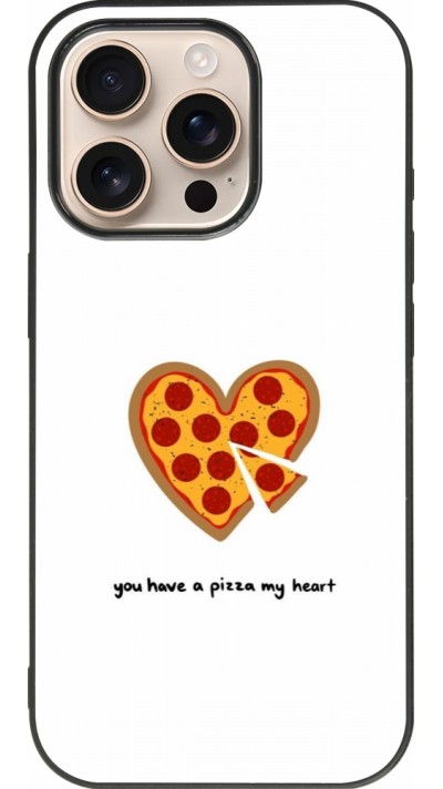 Coque iPhone 16 Pro - Silicone rigide noir Saint Valentines Day 26 You have my pizza heart