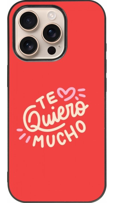 Coque iPhone 16 Pro - Silicone rigide noir Saint Valentines Day 26 Te quiero mucho