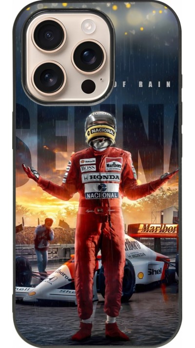 Coque iPhone 16 Pro - Silicone rigide noir Senna The King of Rain