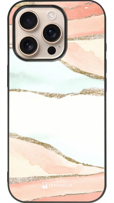 Coque iPhone 16 Pro - Silicone rigide noir Shimmering Orange