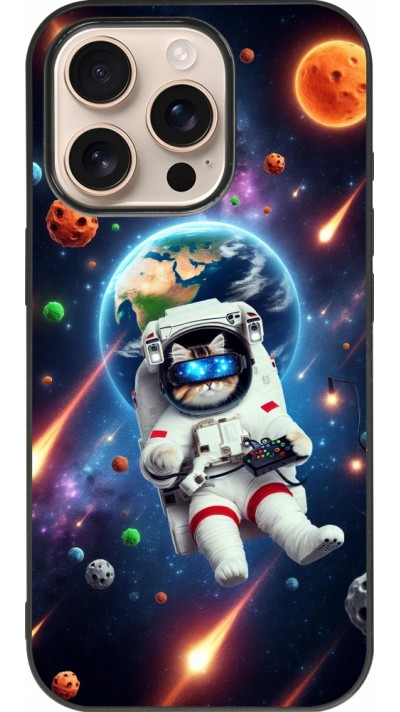 iPhone 16 Pro Case Hülle - Silikon schwarz VR SpaceCat Odyssee